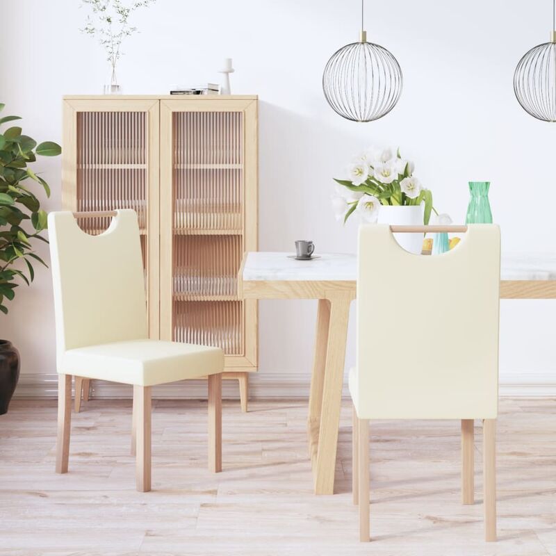 

Sillas de comedor 2 unidades cuero sintético color crema