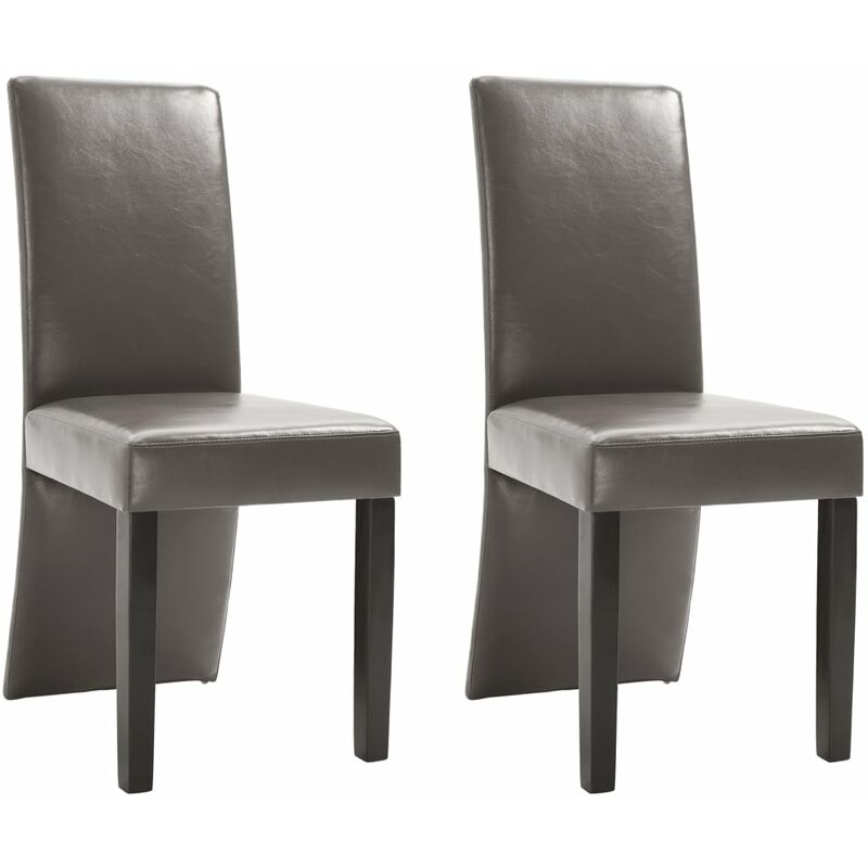 

vidaXL Sillas de Comedor Cuero Sintético 2 Unidades Gris - Gris