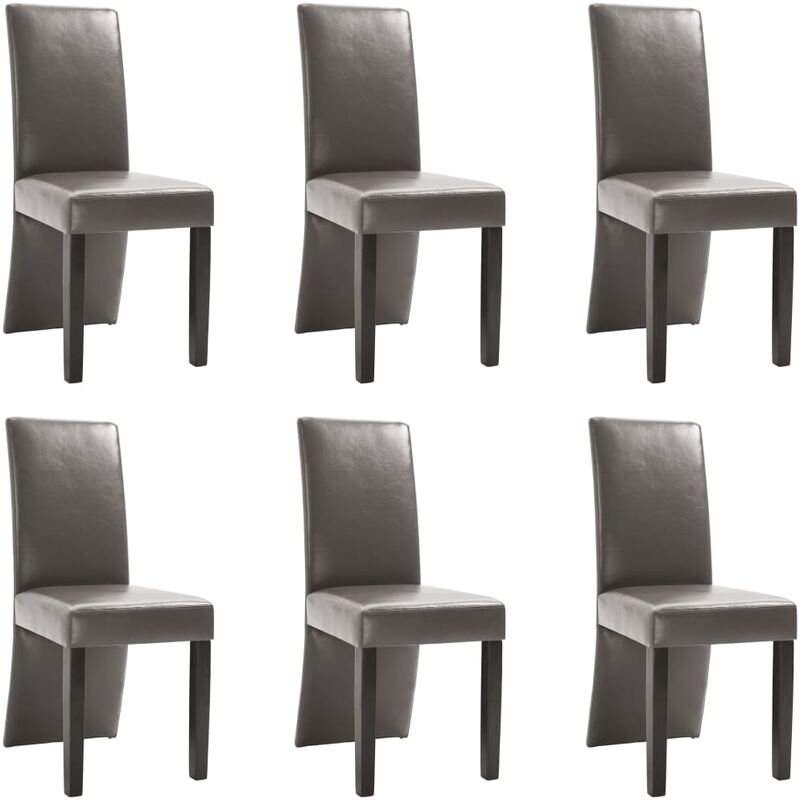 

vidaXL Sillas de Comedor Cuero Sintético 6 Unidades Gris - Gris