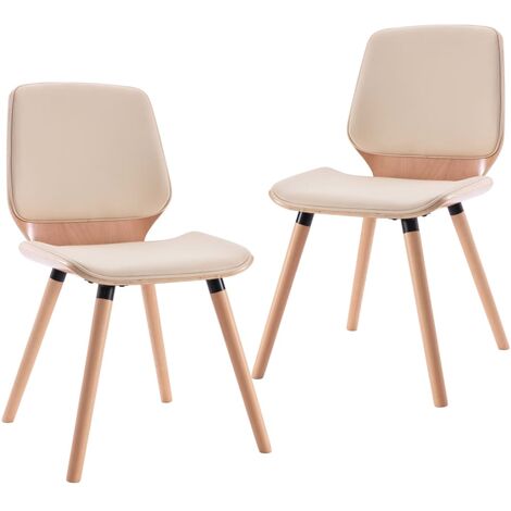 Sillas de comedor 2 unidades cuero sintético crema vidaXL