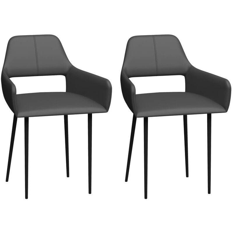 

Sillas de comedor 2 unidades cuero sintético gris