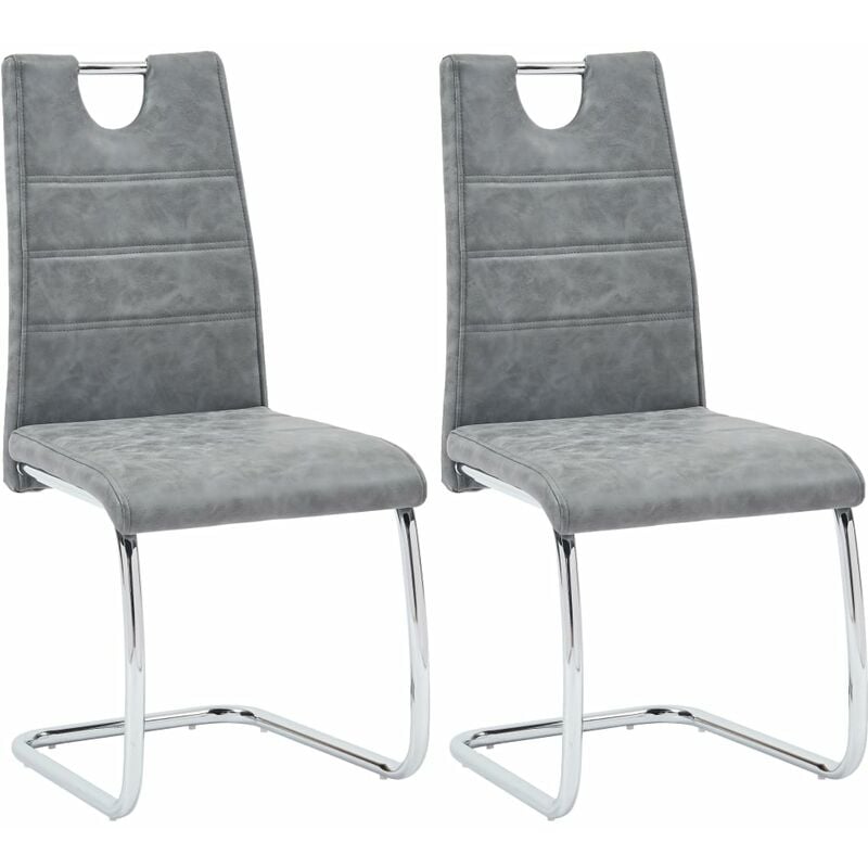 

Sillas de comedor 2 unidades cuero sintético gris