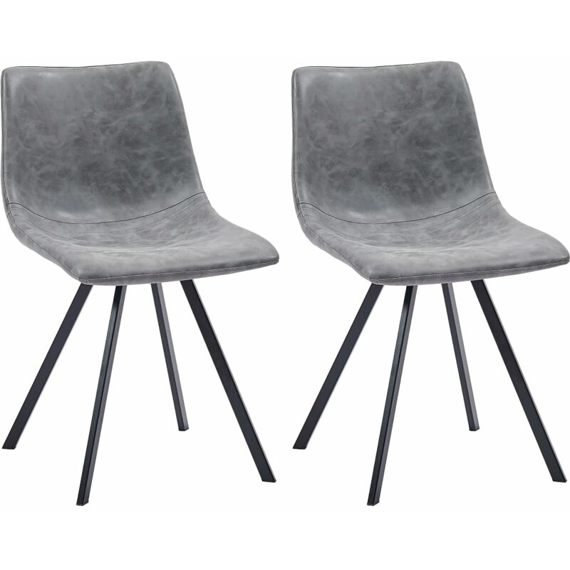 

Sillas de comedor 2 unidades cuero sintético gris