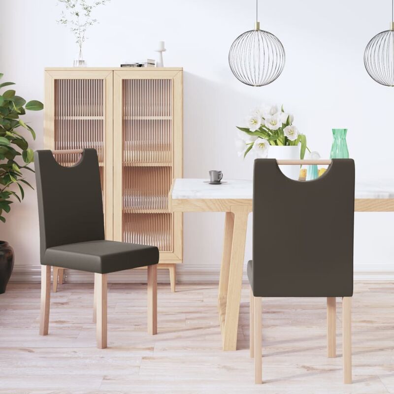 

Sillas de comedor 2 unidades cuero sintético gris