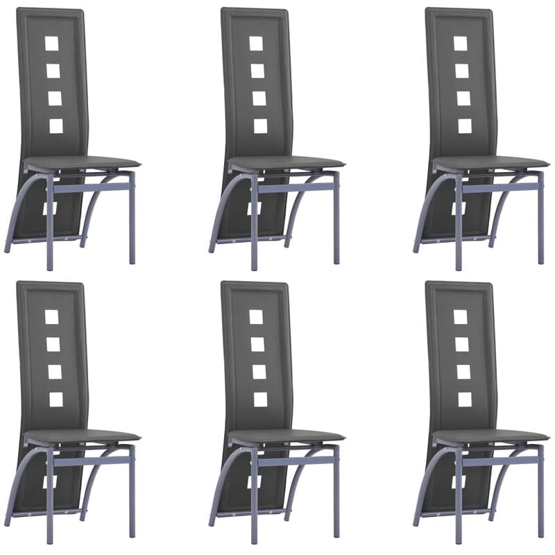 

Sillas de Comedor Cuero Sintético 6 Unidades Gris - Gris - Vidaxl