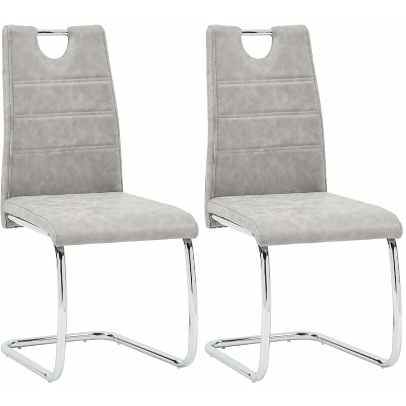 

Sillas de comedor 2 unidades cuero sintético gris claro