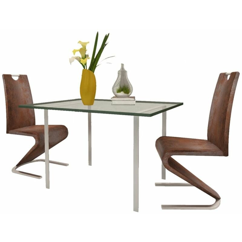 

Sillas de comedor 2 unidades cuero sintetico marron