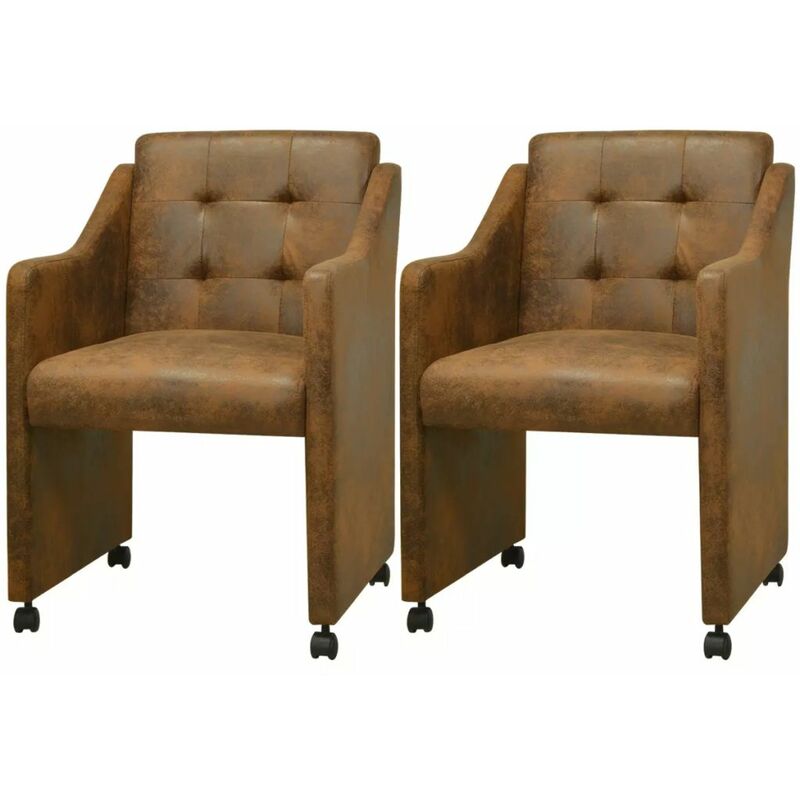 

Sillas de comedor 2 unidades cuero sintético marrón