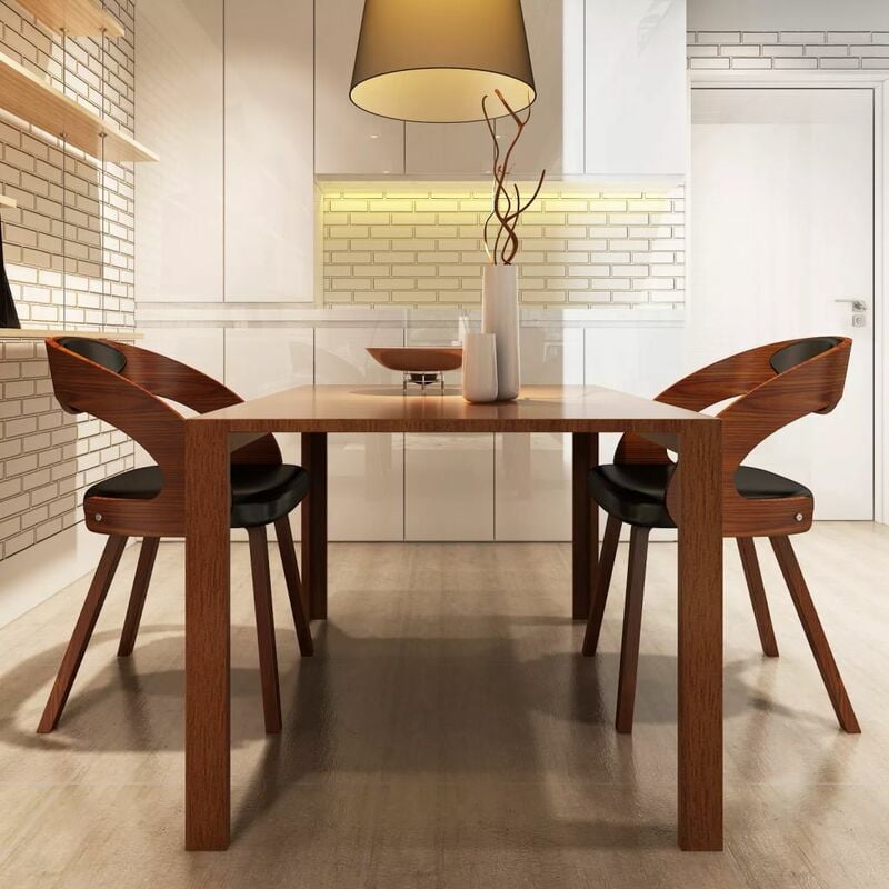

Sillas de comedor 2 unidades cuero sintético marrón