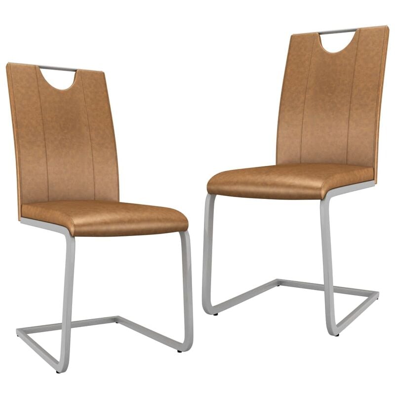 

Sillas de comedor 2 unidades cuero sintético marrón