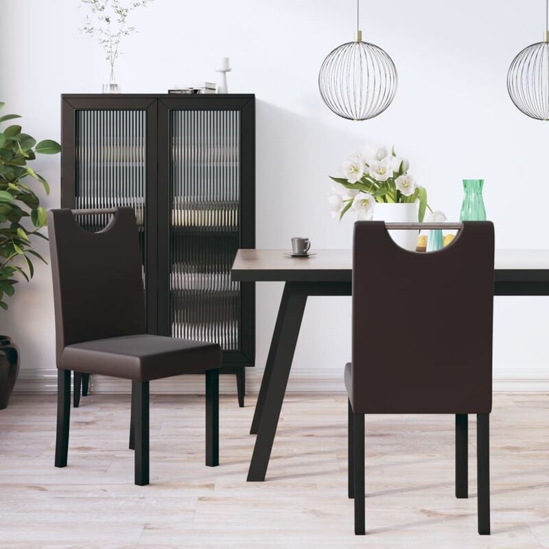 

Sillas de comedor 2 unidades cuero sintético marrón