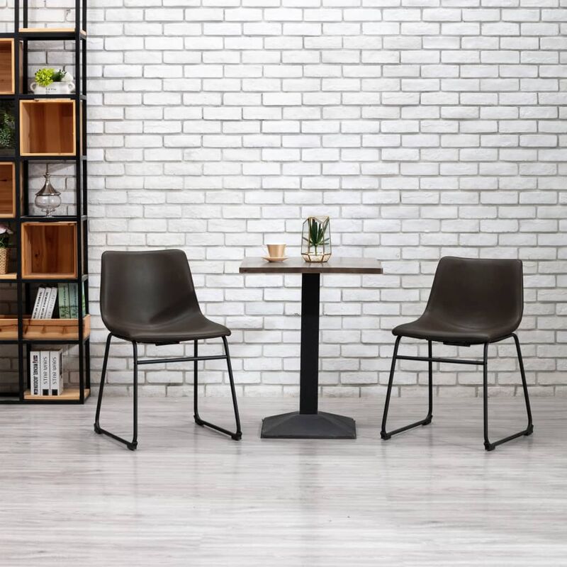 

Silla de Comedor Cuero Sintético 2 Unidades Marrón Oscuro - Marrón - Vidaxl