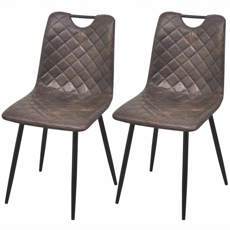 

Sillas de comedor 2 unidades cuero sintético marrón oscuro