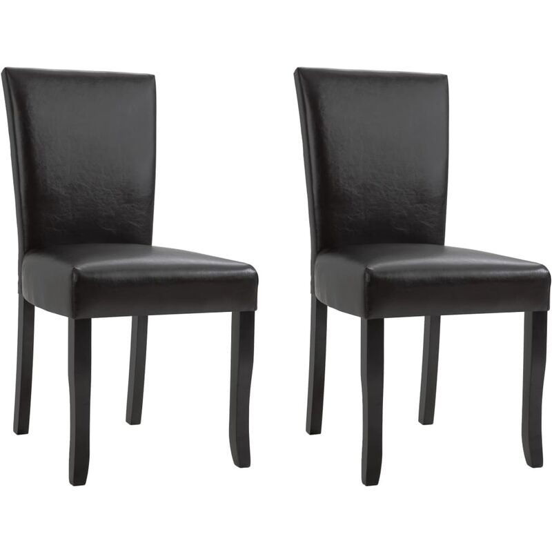 

Sillas de comedor 2 unidades cuero sintético marrón oscuro