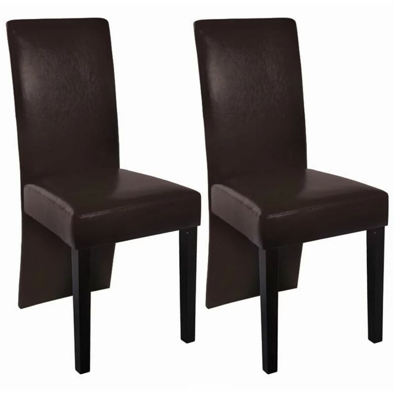 

Sillas de comedor 2 unidades cuero sintético marrón oscuro