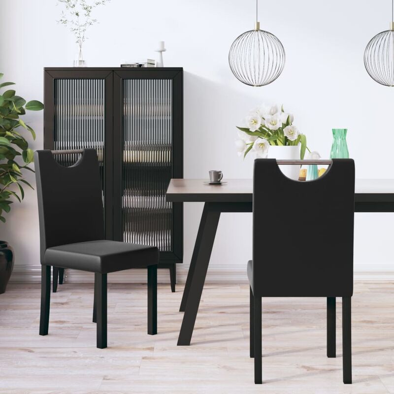 

Sillas de comedor 2 unidades cuero sintético negro