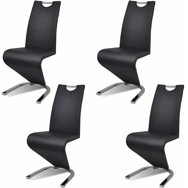 

vidaXL Sillas de Comedor Cuero Sintético Negro 4 Unidades - Negro