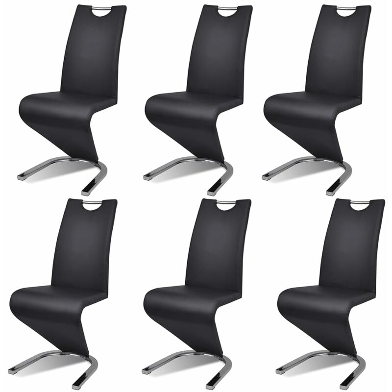 

Sillas de Comedor Cuero Sintético Negro 6 Unidades - Negro - Vidaxl