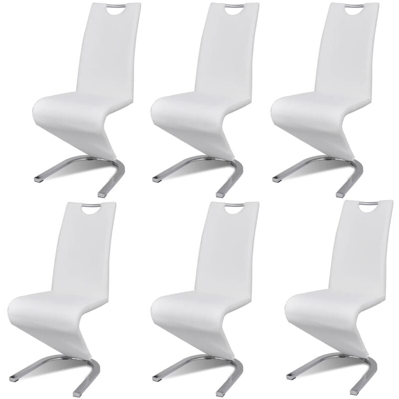 

vidaXL Sillas de Comedor Cuero Sintético Blanco 6 Unidades - Blanco