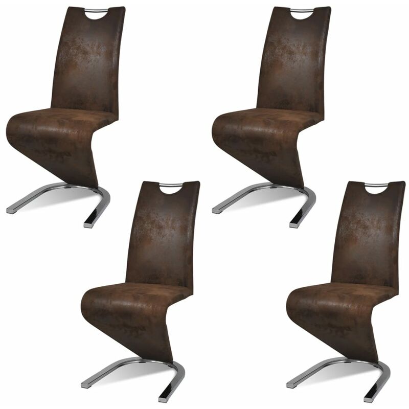 

Sillas de Comedor Cuero Sintético Marrón 4 Unidades - Marrón - Vidaxl