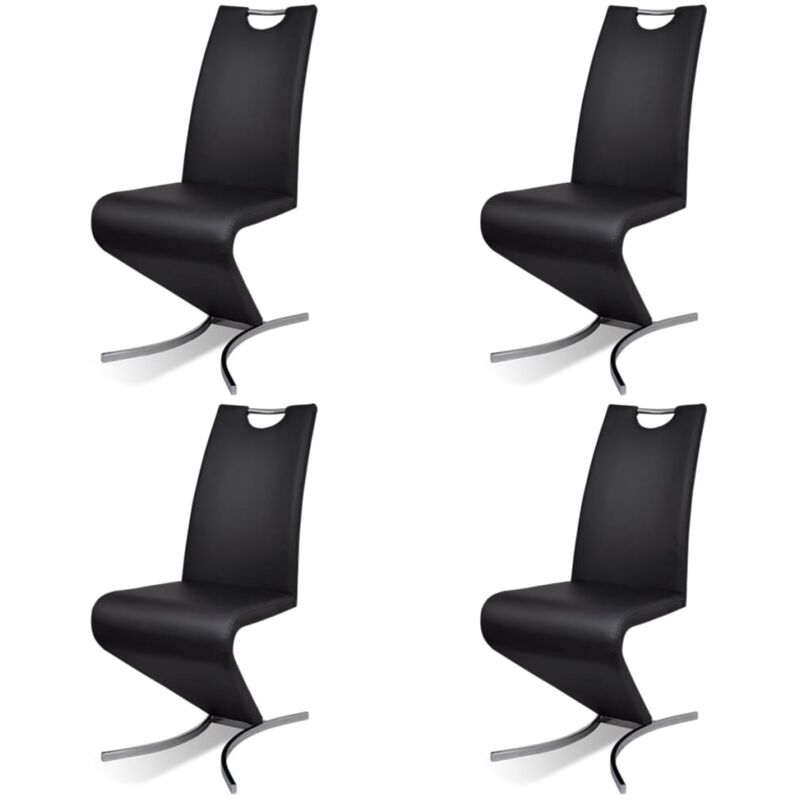 

vidaXL Sillas de Comedor Cuero Sintético Negro 4 Unidades - Negro