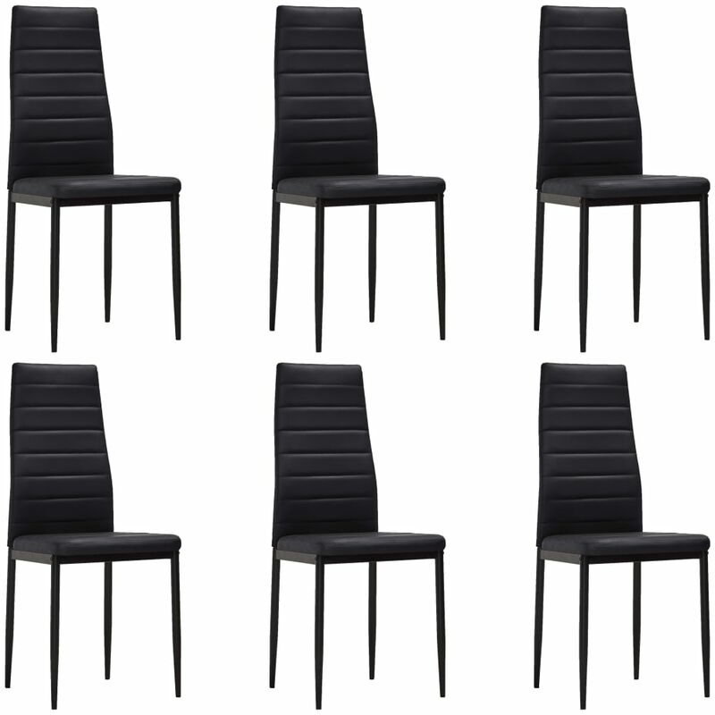 

vidaXL Sillas de Comedor Cuero Sintético Negro 6 Unidades - Negro