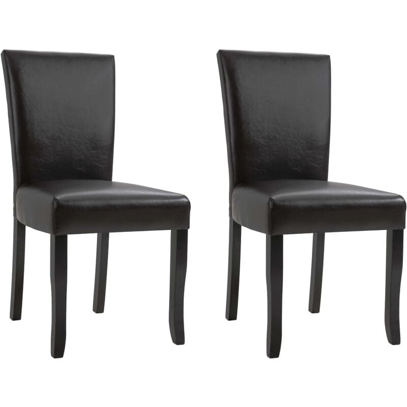 

vidaXL Sillas de Comedor Cuero Sintético 2 Unidades Marrón Oscuro - Marrón