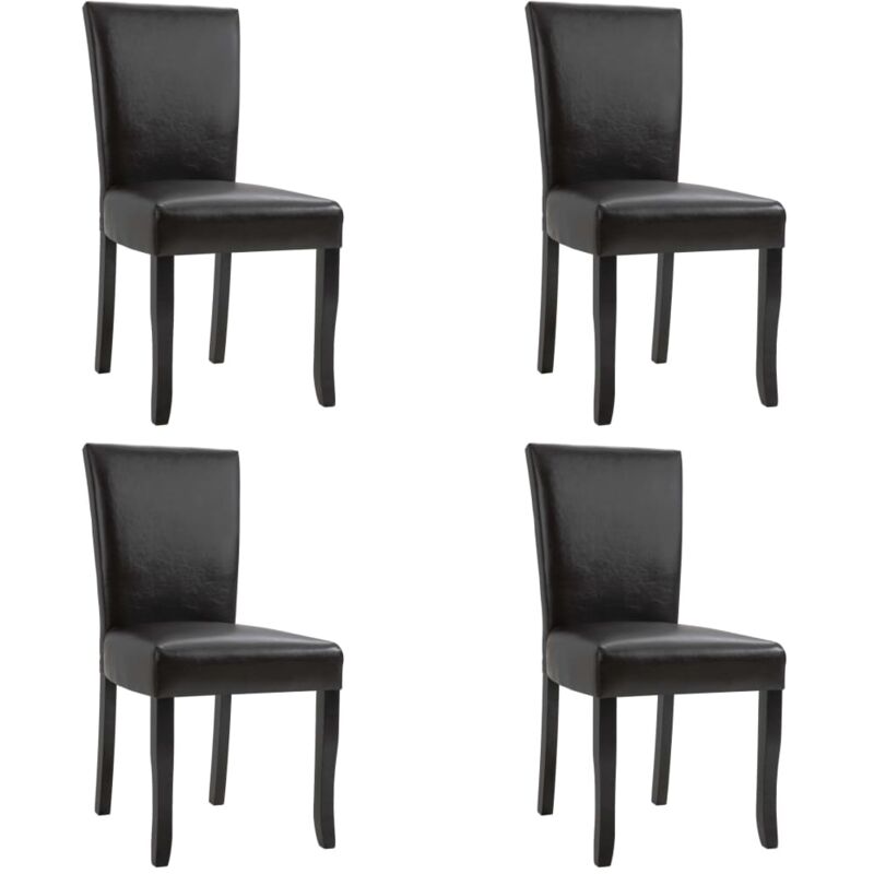 

vidaXL Sillas de Comedor Cuero Sintético 4 Unidades Marrón - Marrón