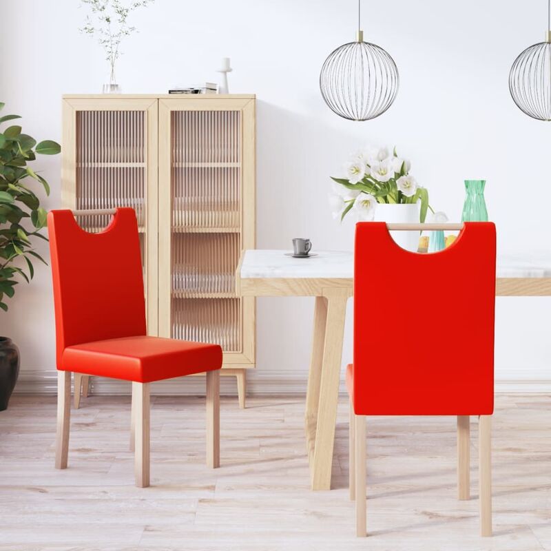 

Sillas de comedor 2 unidades cuero sintético rojo