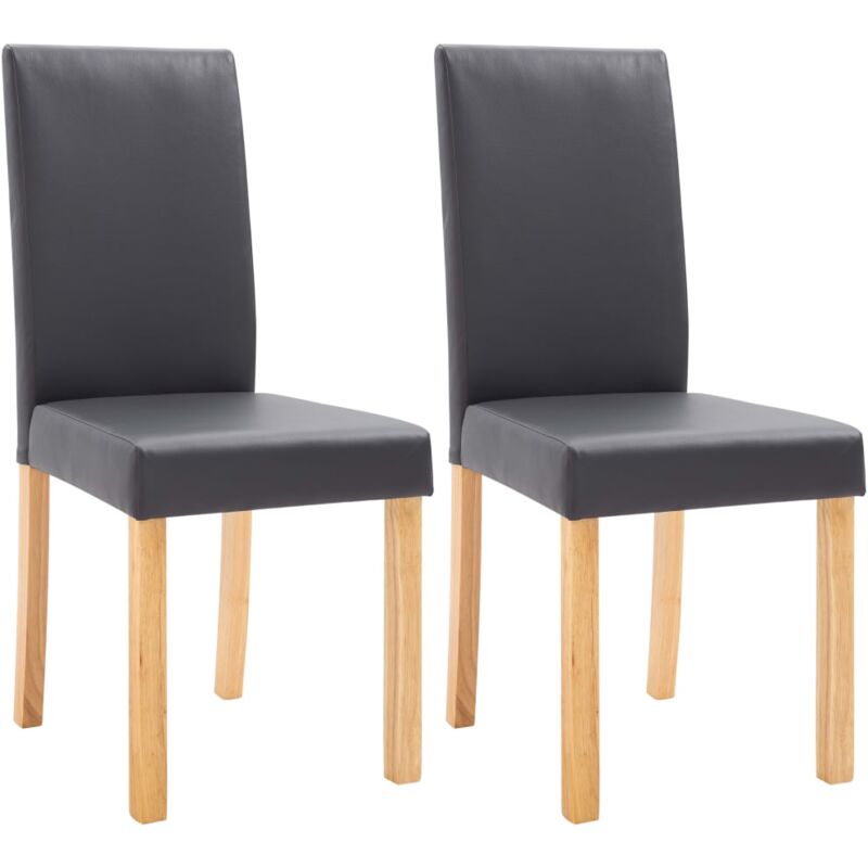 

vidaXL Sillas de Comedor Cuero Sintético 2 Unidades Gris - Gris