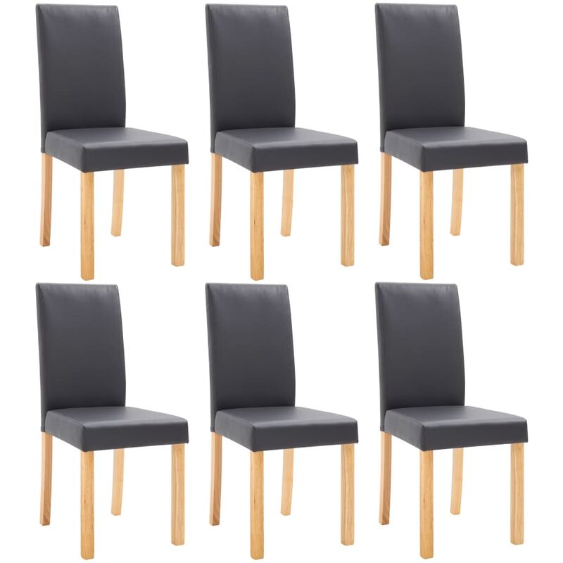 

vidaXL Sillas de Comedor Cuero Sintético 6 Unidades Gris - Gris
