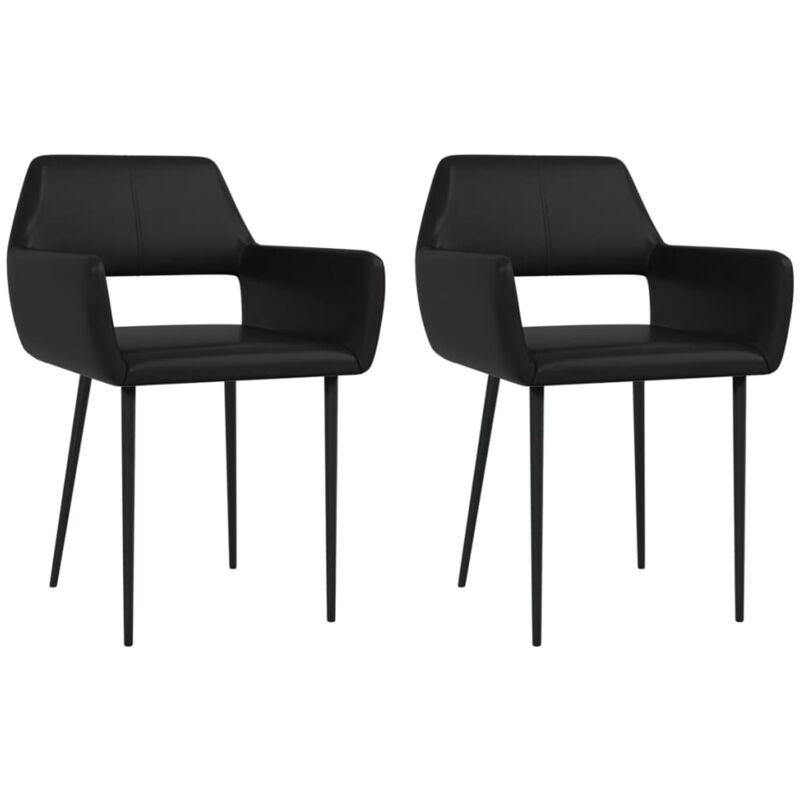 

vidaXL Sillas de Comedor 2 Unidades Cuero Sintético Negro - Negro