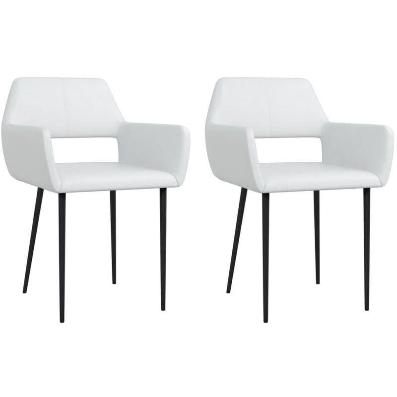 

vidaXL Sillas de Comedor 2 Unidades Cuero Sintético Blanco - Blanco