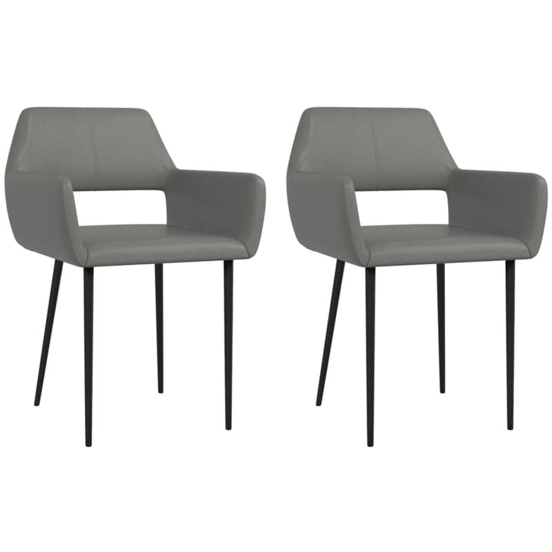 

vidaXL Sillas de Comedor 2 Unidades Cuero Sintético Gris - Gris