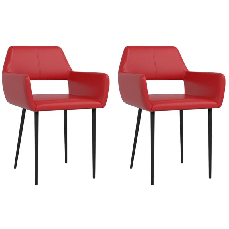 

vidaXL Sillas de Comedor 2 Unidades Cuero Sintético Rojo Vino Tinto - Rojo