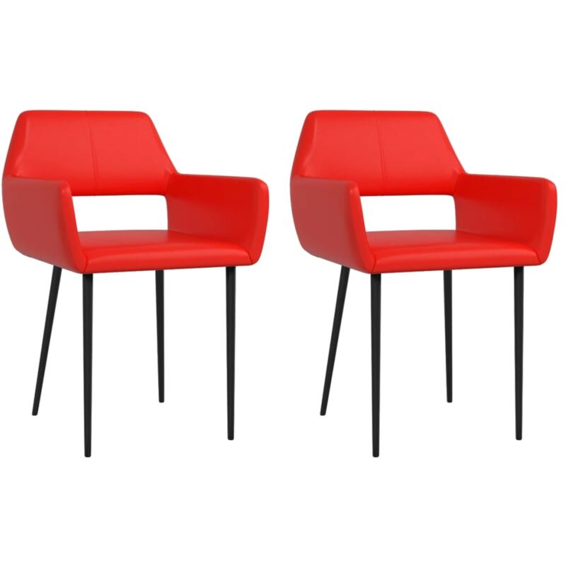 

vidaXL Sillas de Comedor 2 Unidades Cuero Sintético Rojo - Rojo