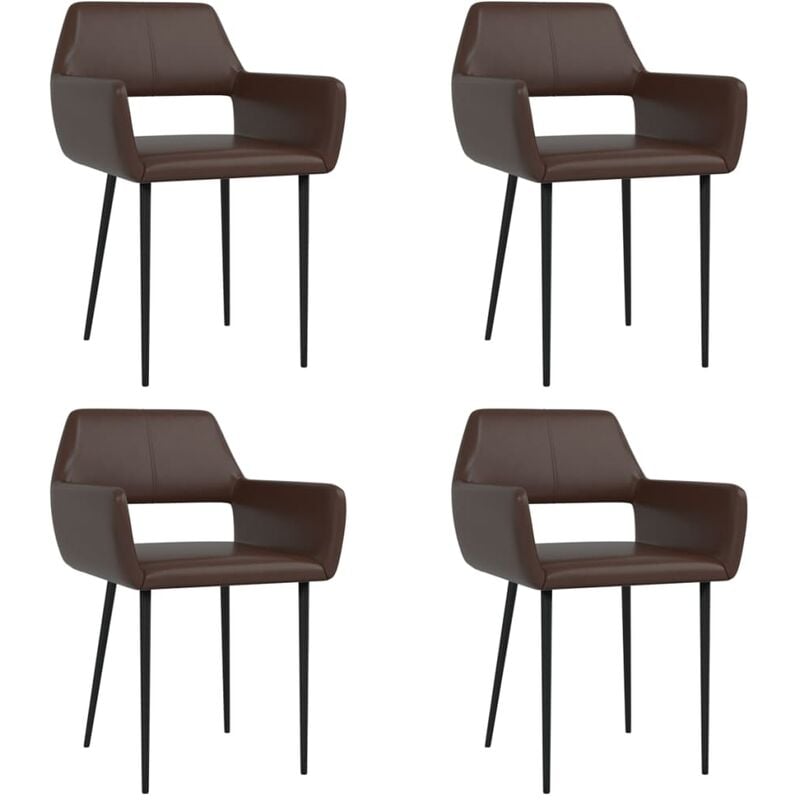 

vidaXL Sillas de Comedor Cuero Sintético 4 Unidades Marrón - Marrón