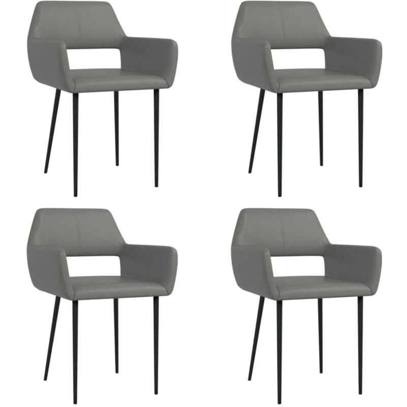 

vidaXL Sillas de Comedor Cuero Sintético 4 Unidades Gris - Gris
