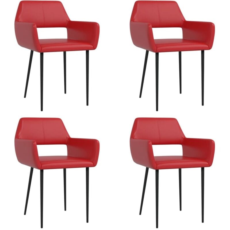 

vidaXL Sillas de Comedor Cuero Sintético 4 Unidades Rojo Vino Tinto - Rojo