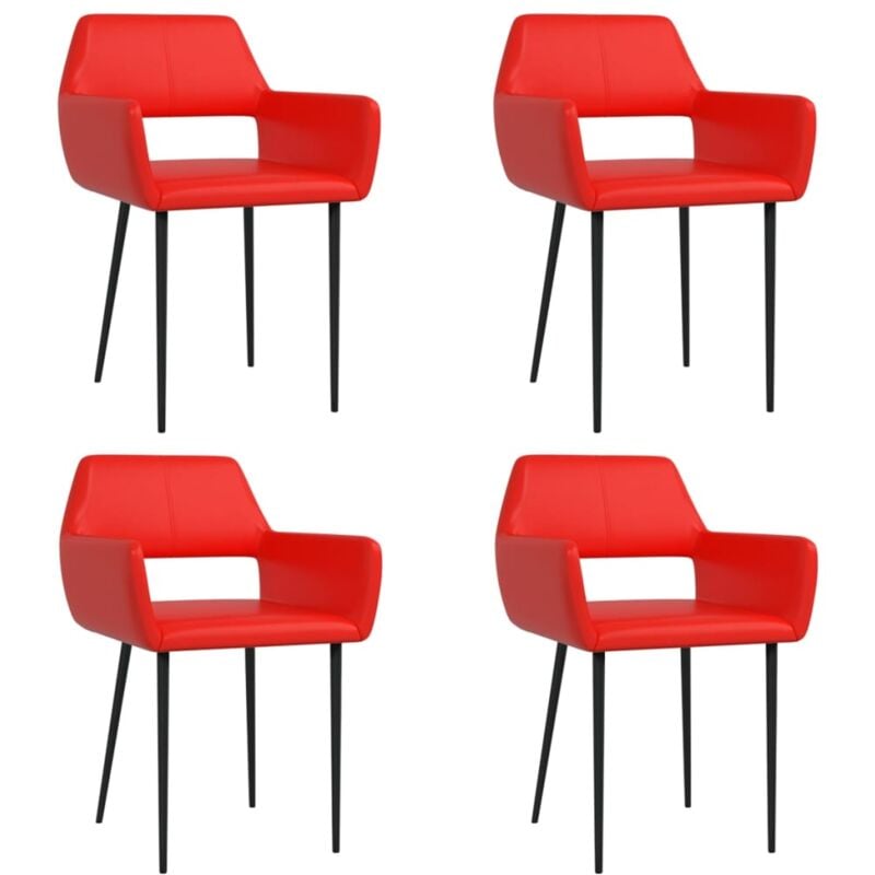 

vidaXL Sillas de Comedor Cuero Sintético 4 Unidades Rojo - Rojo