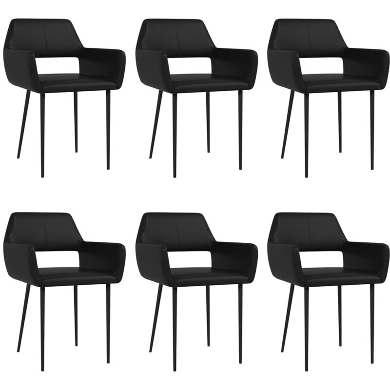 

vidaXL Sillas de Comedor Cuero Sintético 6 Unidades Negro - Negro