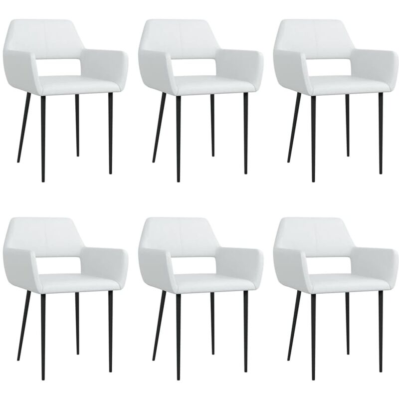 

vidaXL Sillas de Comedor Cuero Sintético 6 Unidades Blanco - Blanco