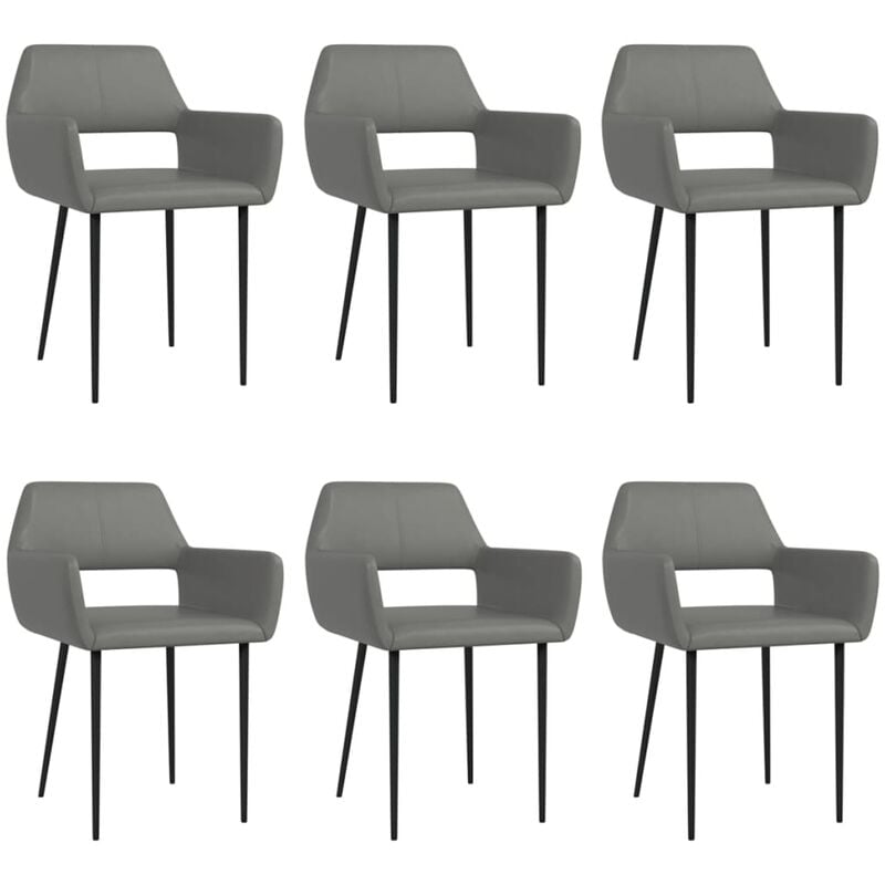 

vidaXL Sillas de Comedor Cuero Sintético 6 Unidades Gris - Gris
