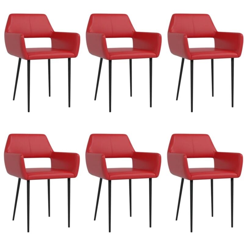 

vidaXL Sillas de Comedor Cuero Sintético 6 Unidades Rojo Vino Tinto - Rojo