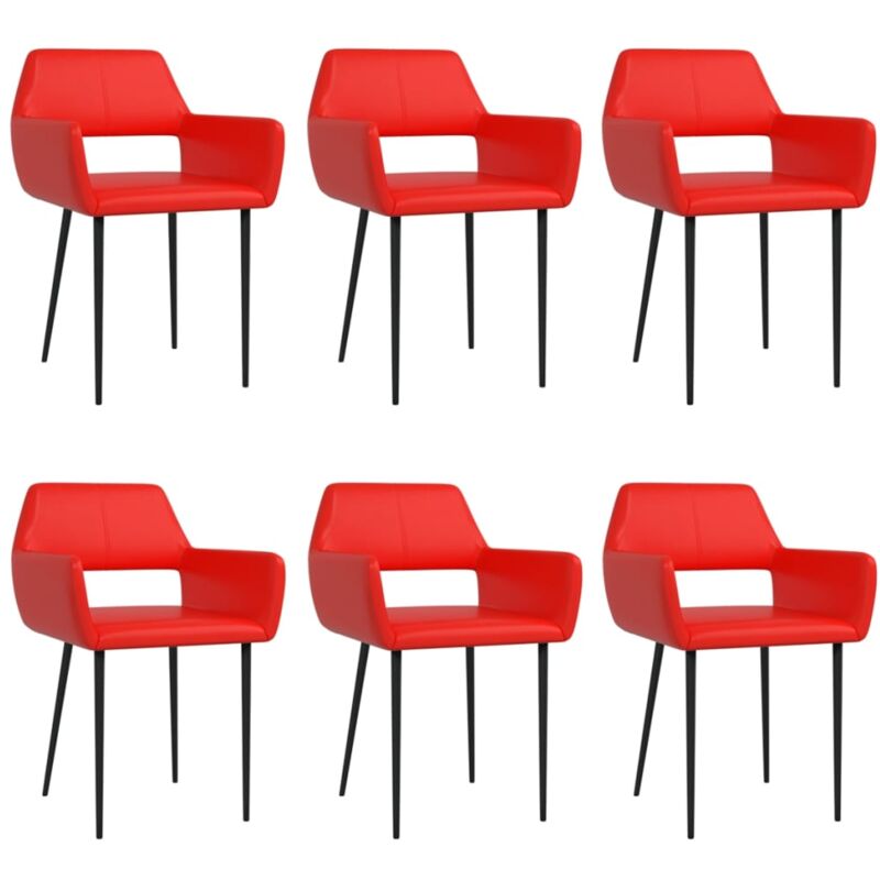 

vidaXL Sillas de Comedor Cuero Sintético 6 Unidades Rojo - Rojo