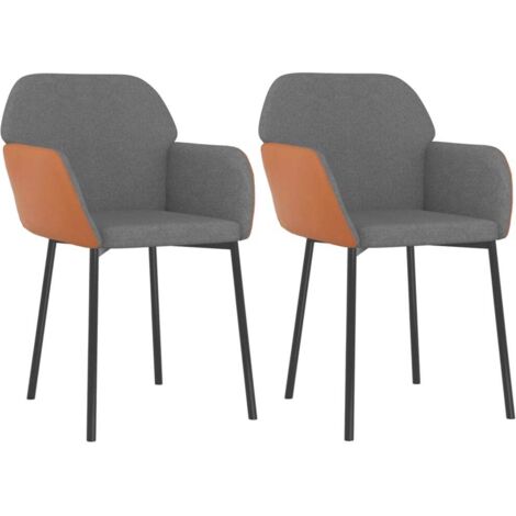 Sillas de comedor 2 unidades cuero sintético y tela gris claro vidaXL