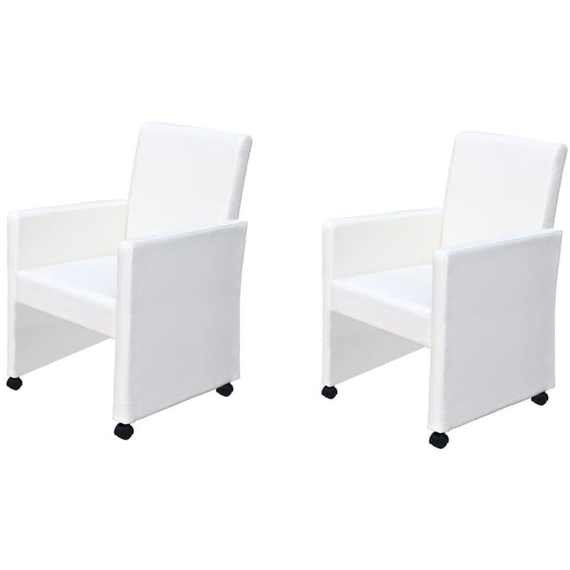 

Sillas de comedor 2 unidades cuero sintético blanco - Blanco