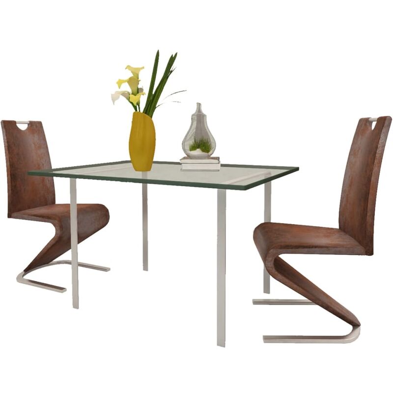 

Sillas de comedor 2 unidades cuero sintético marrón - Marrón