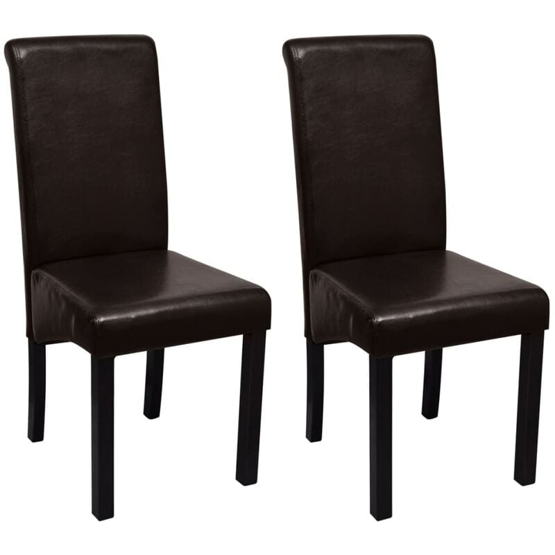

Sillas de comedor 2 unidades cuero sintético marrón - Marrón