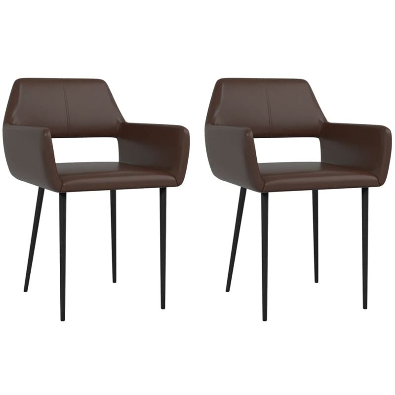 

Sillas de comedor 2 unidades cuero sintético marrón - Marrón